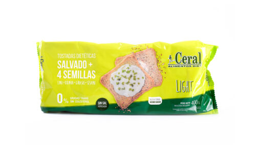 Ceral - Tostadas dietéticas de salvado + 4 semillas sin sal x 400 gr