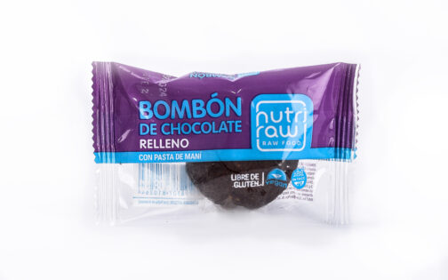 Nutri Raw - Bombon de chocolate relleno c/pasta de mani x 30 gr