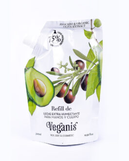 Veganis – Refill leche extra humectante p/manos y cuerpo de palta y oliva x 300 ml