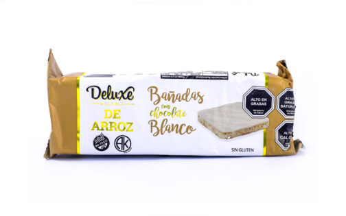Deluxe - Galletitas de arroz bañadas sabor chocolate blanco x 115 gr